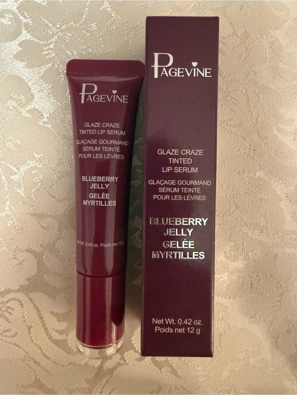PageVine Glaze Craze Hydrating Tinted Lip Serum Blueberry Purple 0.42 oz